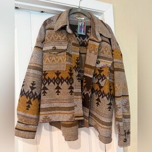 Western print shacket- brand new with tags